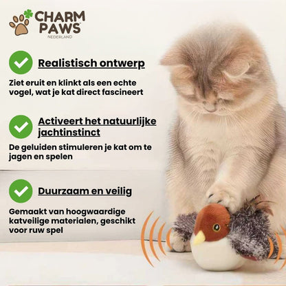 CharmPaws® Realistische Simulatie Vogel voor Katten - Kleine Mus